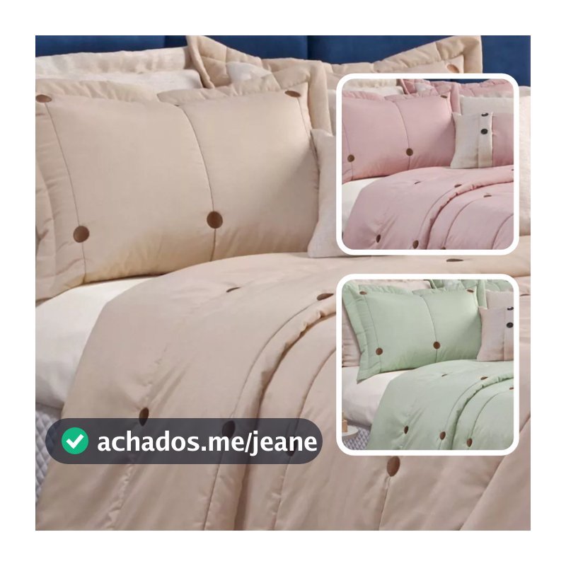 Colcha Cama Cobre Leito 300 Fios Premium Macio Luxo Moderno 07 Peças Botão Tamanhos - SOLTEIRO ,QUEEN e KING