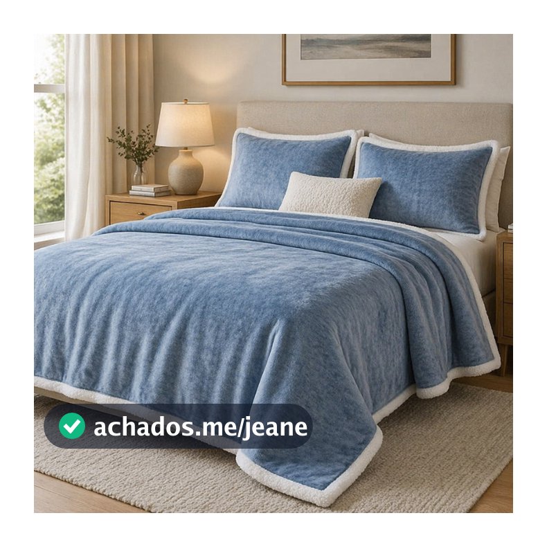 Cobertor Cama Casal Manta Soft e Sherpa Dupla Face Felpudo Premium