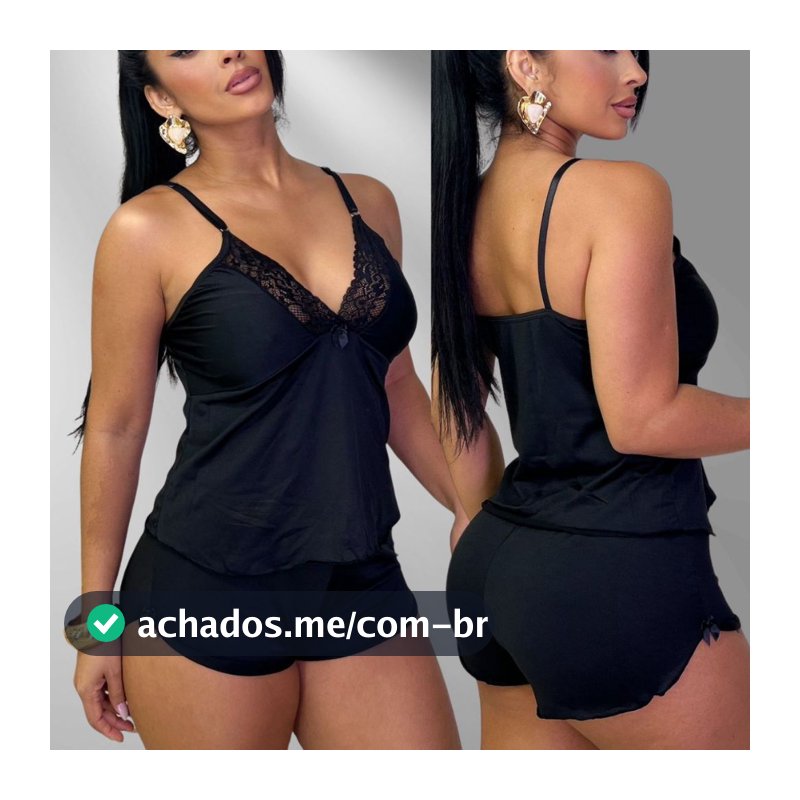 Pijama Baby Doll Malha Fria Tecido Fresquinho Roupa De Dormir Lingerie Confortável  Molinho  Sensual Renda
