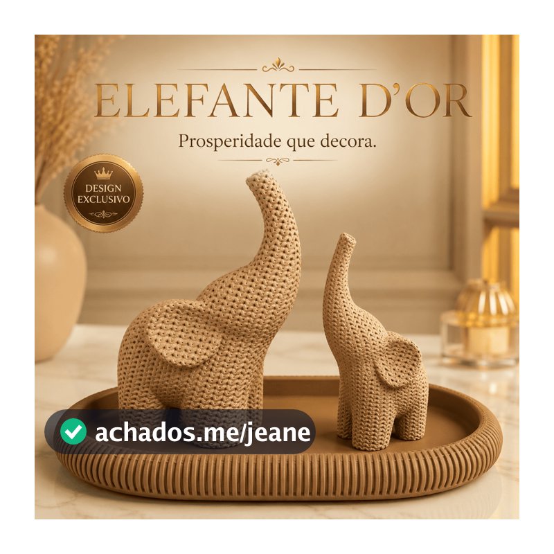 Kit 2 Elefantes Decorativos com Bandeja