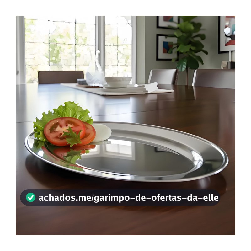 Travessas Bandeja Aço Inox Para Servir Porção Oval Batata Restaurante Bar