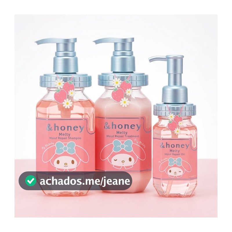 &honey Limited Design My Melody Melty Moist Repair Shampoo Treatment Curl Care Glossy Sweet Strawberry Scent Japanese