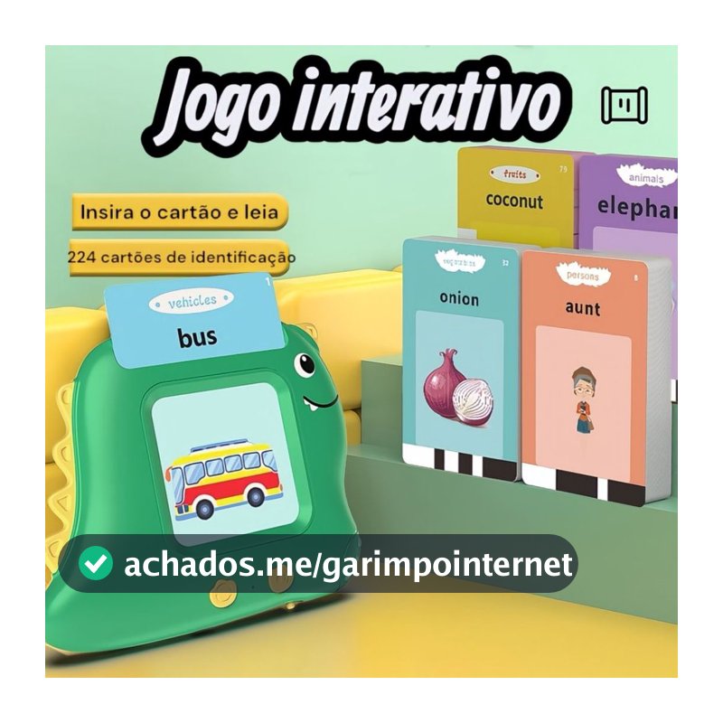 Jogo Interativo de Cartas Infantil Aprendizagem de Inglês Português para Crianças Barulho Brinquedo