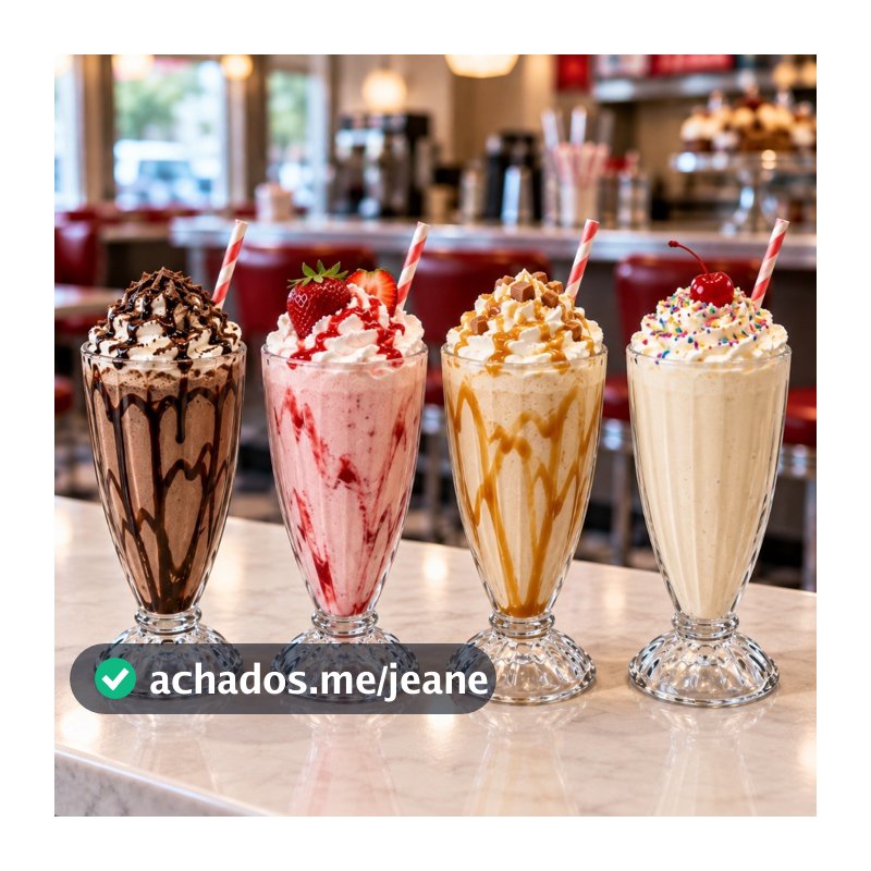 Jogo 04 Copos Taças Milkshake Sorvete Suco Vitamina 330ml Vidro Lanchonete Sorveteria Restaurante