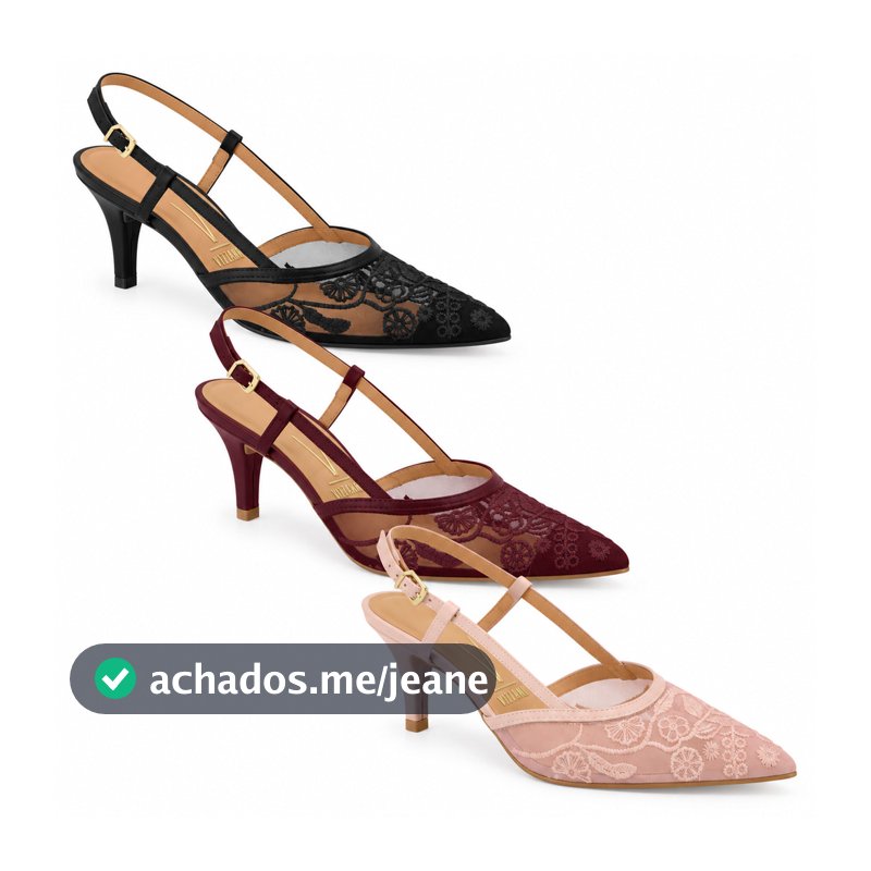 Scarpin Slingback Feminino Vizzano Renda Salto Médio