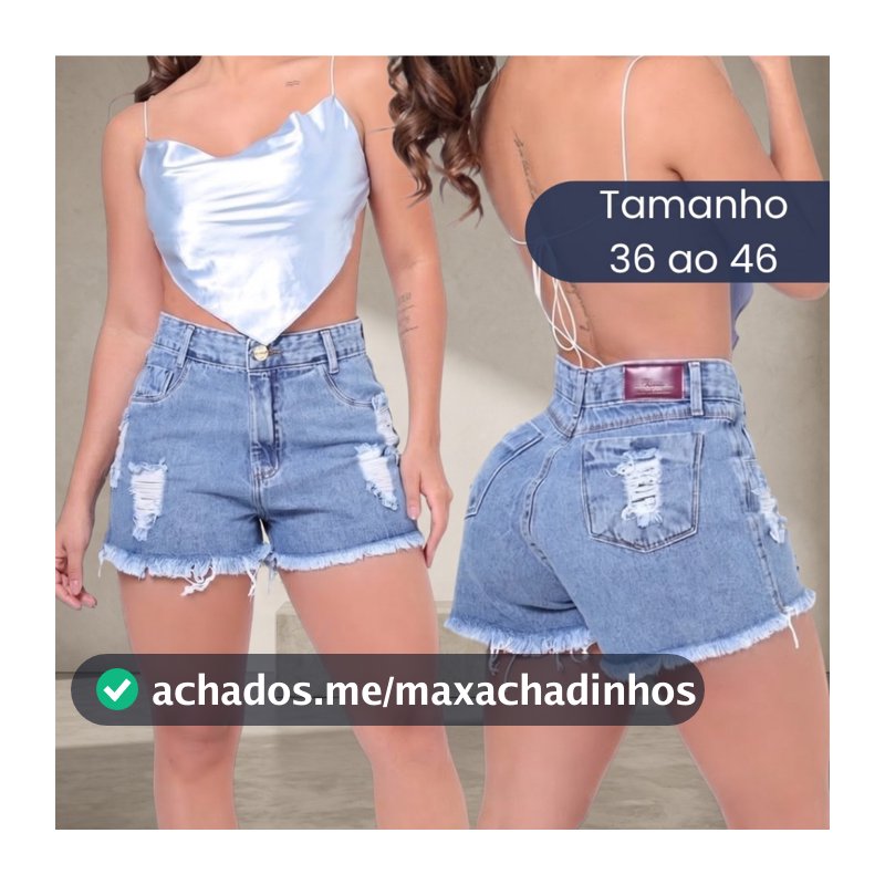 Short Feminino Jeans Cintura Alta 100% Algodão Short Levanta e Empina Bumbum