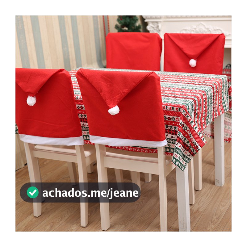 Kit 6 Capas de Cadeira Natalinas - Modelo Gorro de Papai Noel - Decoração Natalina para Festa