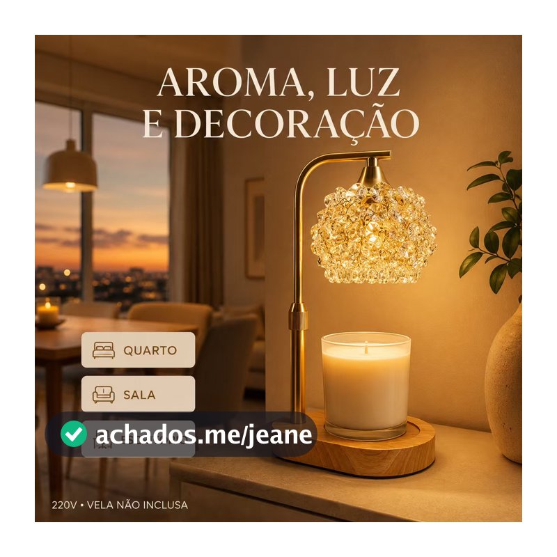 Luminária Aquecedora de Vela Elétrica com Cristais 220V