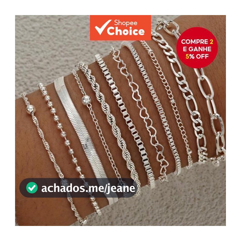 Férias Prata 11 Pçs Conjunto De Pulseira Em Camadas Oco Coração Pingente Círculo Manguito Corrente Geométrica Única Empi