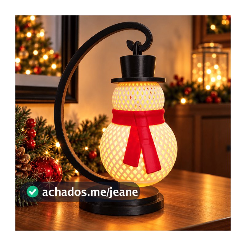 Boneco de Neve Decorativo com Vela Eletrônica Inclusa e Suporte Para Sala Mesa Estante Enfeite Natalino