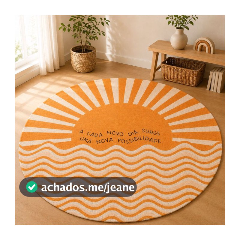 Tapete Redondo Decorativo 88cm Antiderrapante para Sala e Quarto 2190
