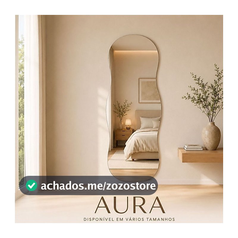 Espelho Lopazzi Grande Corpo Inteiro Decorativo Polido Moderno 90x40cm Quarto Sala Banheiro