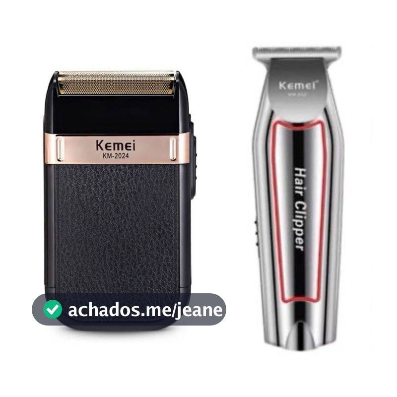 Kit 2 Máquina de acabamento profissional Kemei KM-032 e Maquina Barbeador Elétrico Kemei KM-2024
