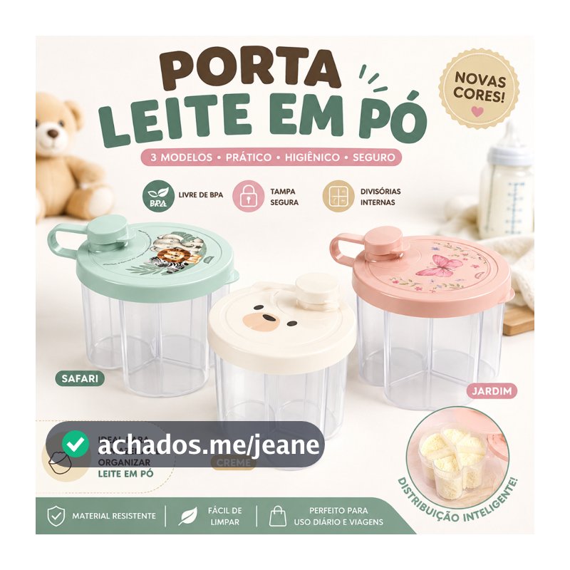 Porta Leite em Pó Bebê Plasútil Dosador 3 Compartimentos BPA Free Ursinho Porta Fórmula Infantil