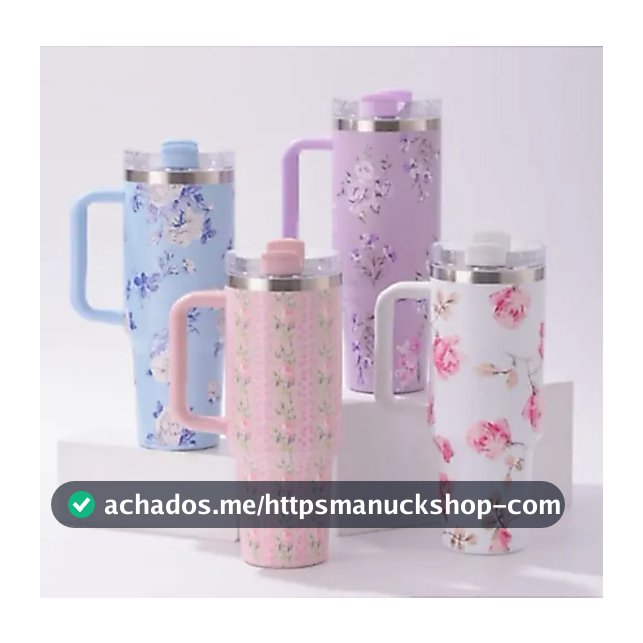 Garrafa 1200ml Térmica Estampa Floral Capinha Silicone Na Base + Tampa Para Canudo