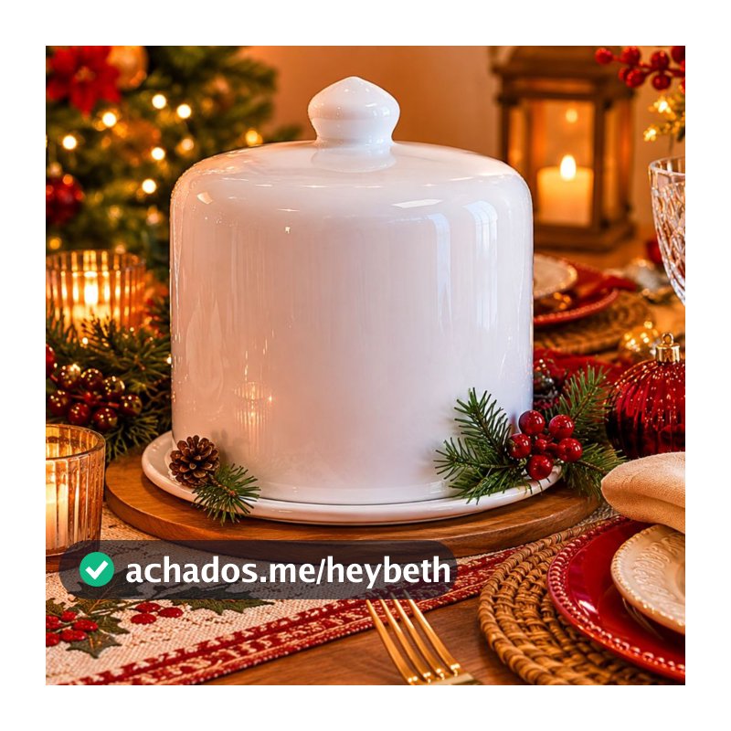 Porta Panetone Panetoneira Branca em Cerâmica Para Natal Decoração Decoupage