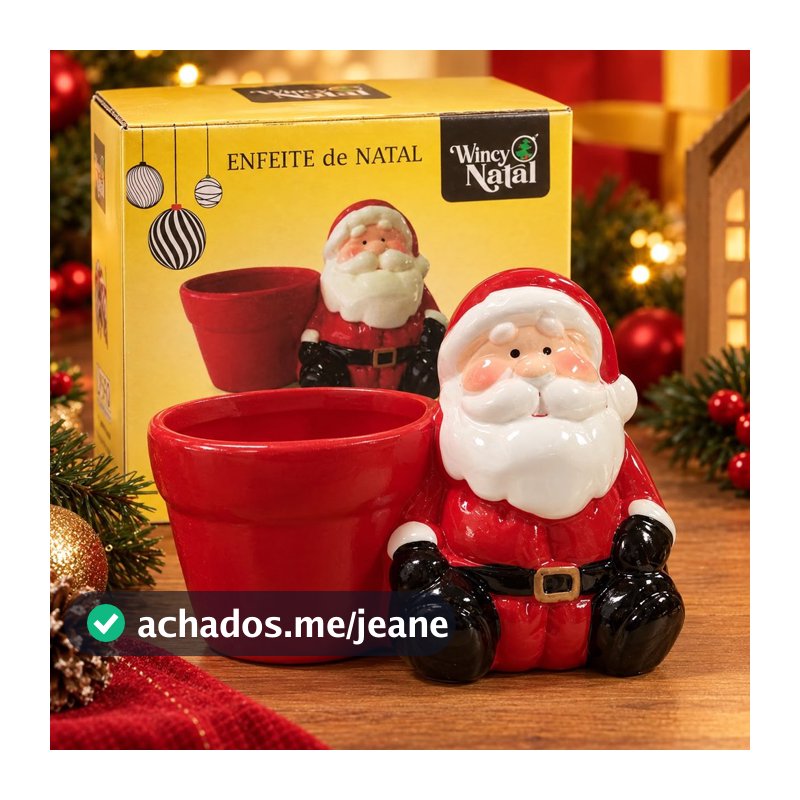 Enfeite de Natalino de Cerâmica Papai Noel 13cm