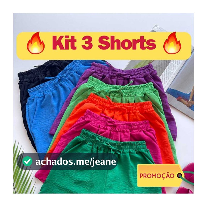 Kit 3 Shorts Duna Feminino 🔥OFERTA🔥 com Bolso Verão Leve Atlético Escolha Cor