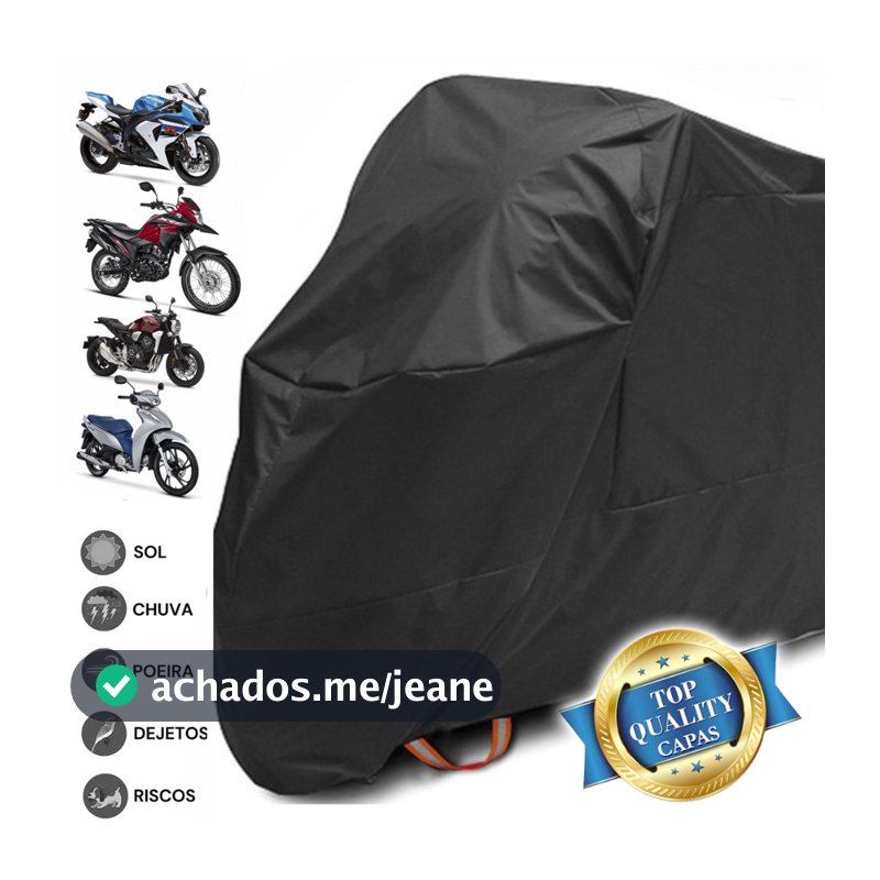 Capa Para Cobrir Moto Protetora Resistente Contra Sol Chuva Poeira Anti-Risco Forrada Impermeável Diversos Tamanhos Todo