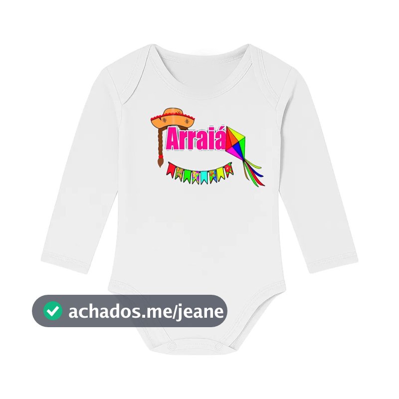 Body Bebê Manga Longa Menina Festa Junina Arraiá