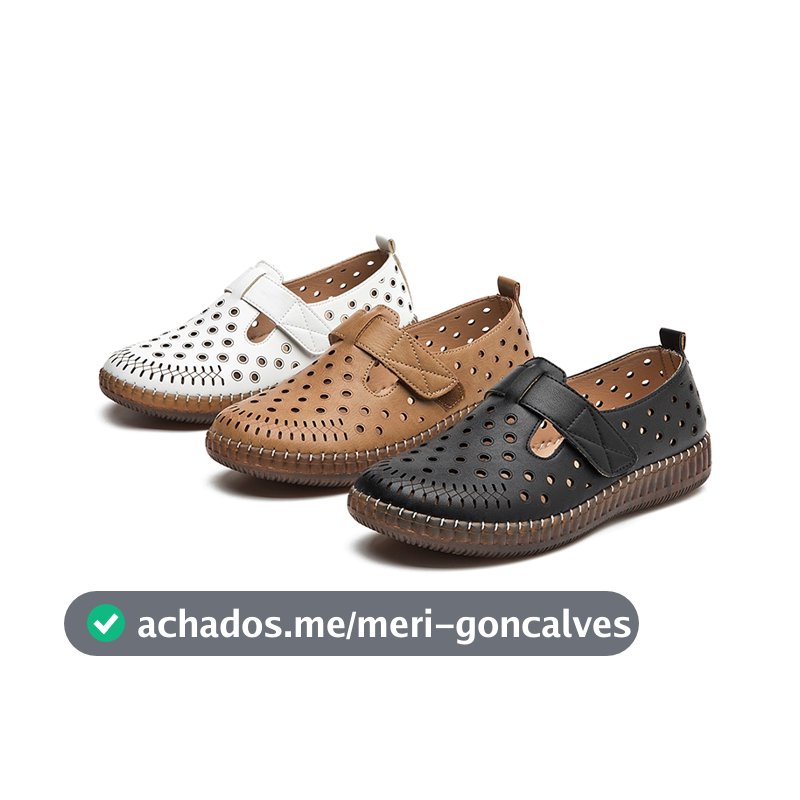 Meijile Sapatos Femininos de Couro com Furos para Conforto e Estilo Casual em Branco, Preto e Marrom224