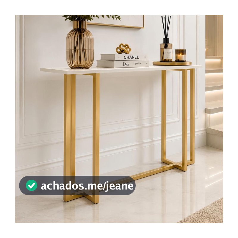 Aparador Buffet Classic Minimalista MDF Aço Dourado Sala de Estar, Jantar, Cozinha e Hall de Entrada