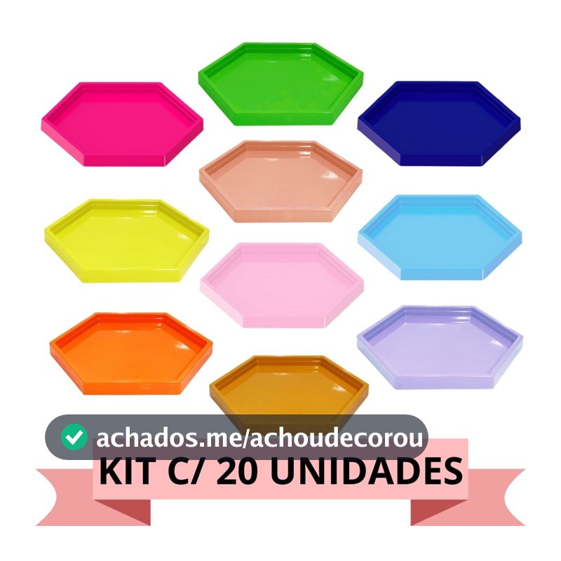 Kit C/ 20 Un Bandeja Decorativa Sextavada 17x17 Várias Cores