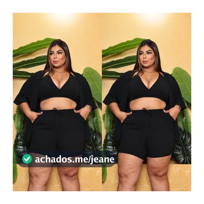 Kimono Tri-junto Feminino Plussize 3 Peças, Kimono, Short, Cropped Disponível G1(48/50) G2(50/52) e G3 (52/54).