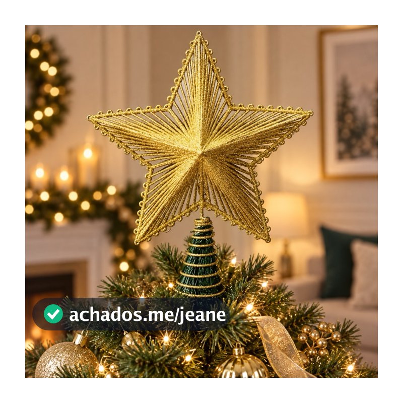 Estrela Ponteira Enfeite Luxo Topo Árvore De Natal 23x20cm