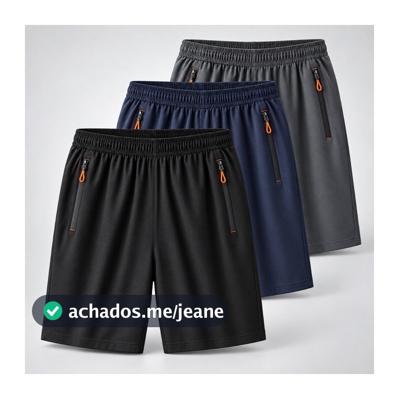 KIT 3 Bermudas Dry Fit de Alto Padrão Premium Casual Academia e Treinamento Externos e Internos