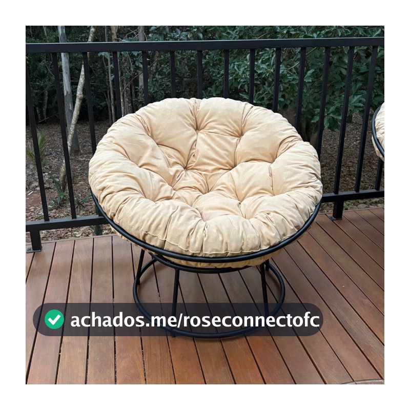 Poltrona Luar Decorativa Base de Ferro Preto Conforto Diversos Ambientes