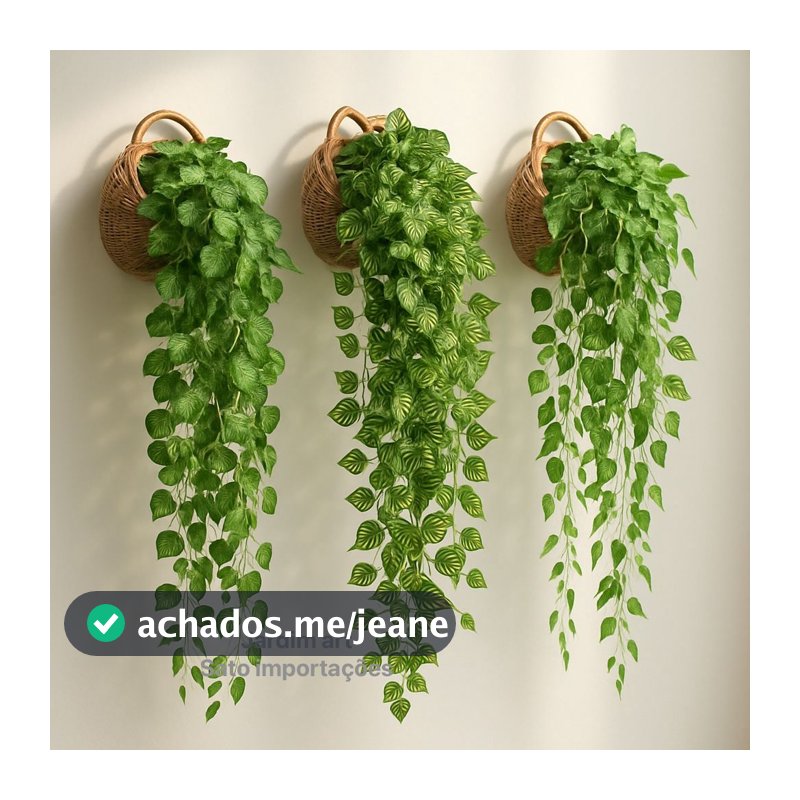 Arranjo Pendente 3 Cordões Hera/Jiboia no Vaso Decor