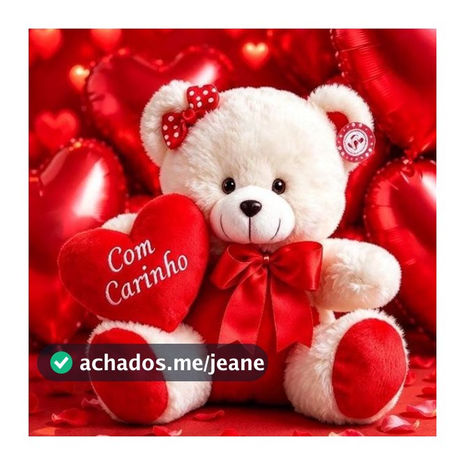 Urso de pelúcia de 30 cm. Na cor palha com vermelho e coração de frase. Com cartão de presente