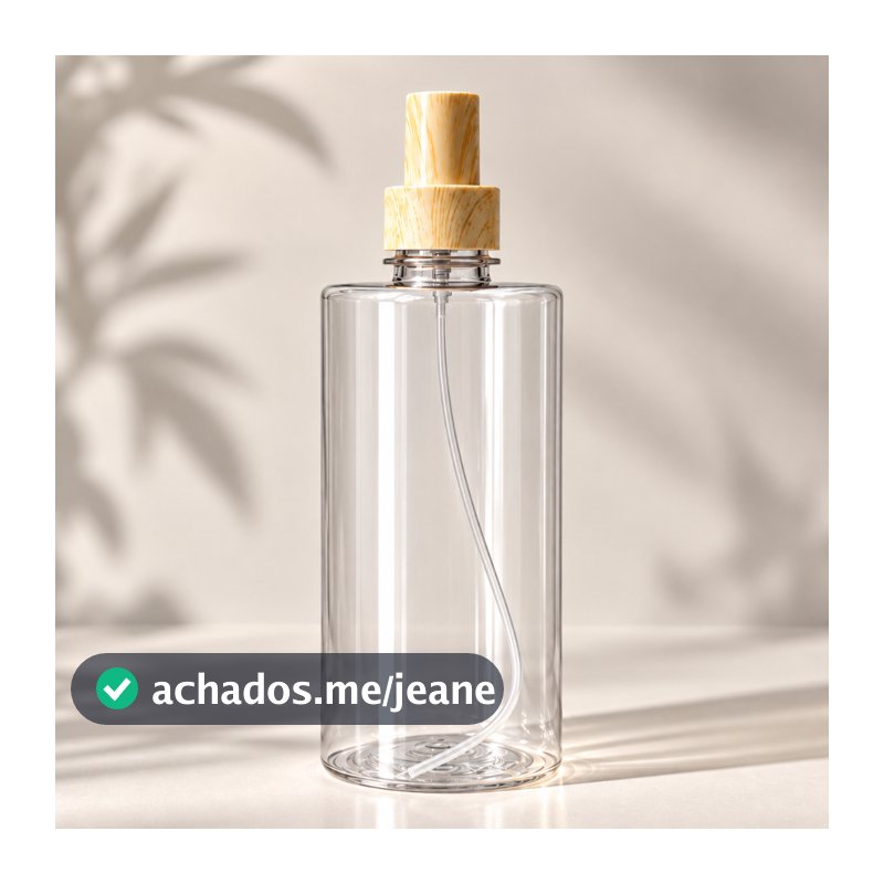 Frasco PET Plástico 500ml com Válvula Spray 28mm Tampa Plástica Estilo Madeira