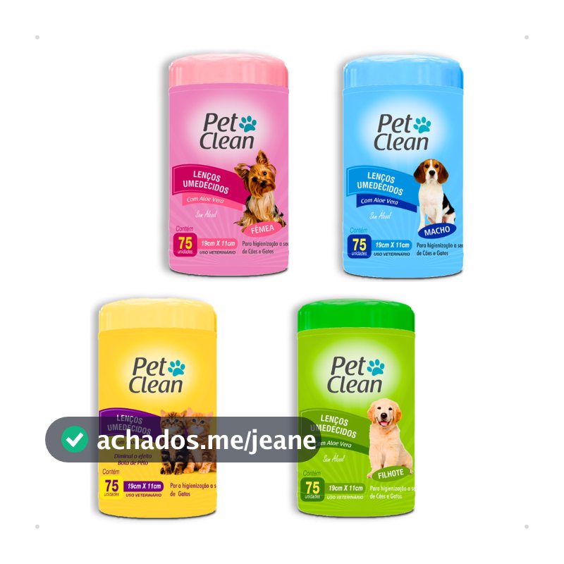 Lenço Umedecido Toalhas Umedecidas para Cachorro e Gato Pet Clean - 75 Unidades