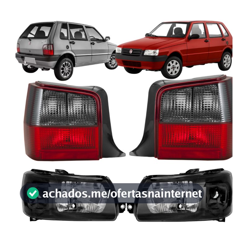 Kit Par Farol Uno Mille Fire Fiorino Máscara Negra + Lanterna Uno Traseira Fumê 04 05 06 07 08 09 10 até 15