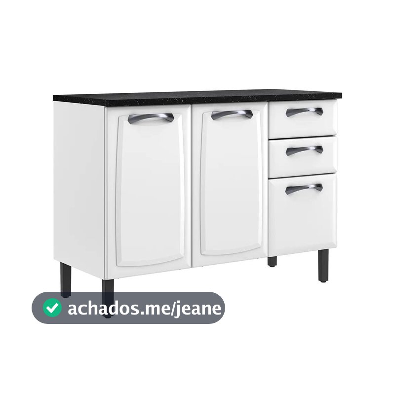 Balcão de Cozinha Itatiaia New Premium 3 Portas e 2 Gavetas Branco