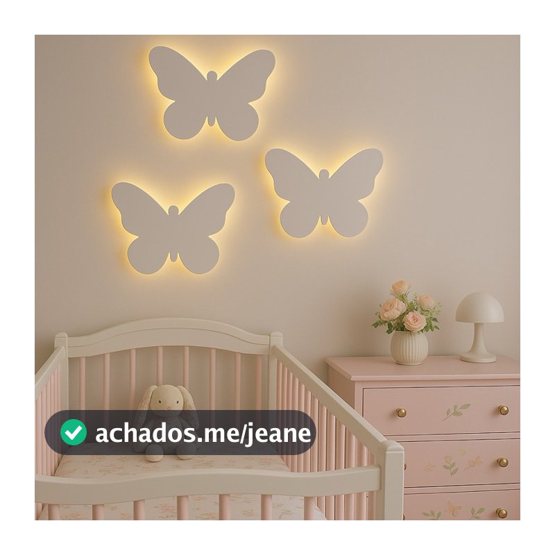 Kit 3 Enfeites Borboletas Led Decorativa Quarto Menina Led Tamanho P