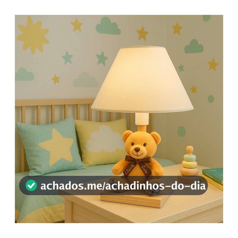 Abajur Infantil Luminária Quarto Bebê Ursinho