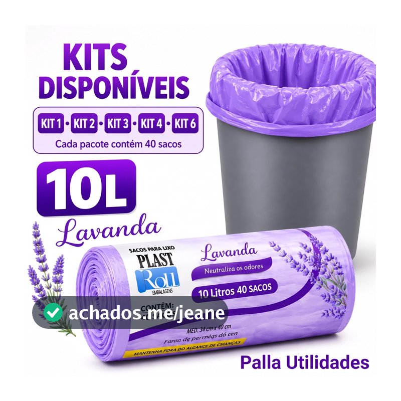 Saco de Lixo Lavanda 10L Perfumado Anti Odor Banheiro Pia