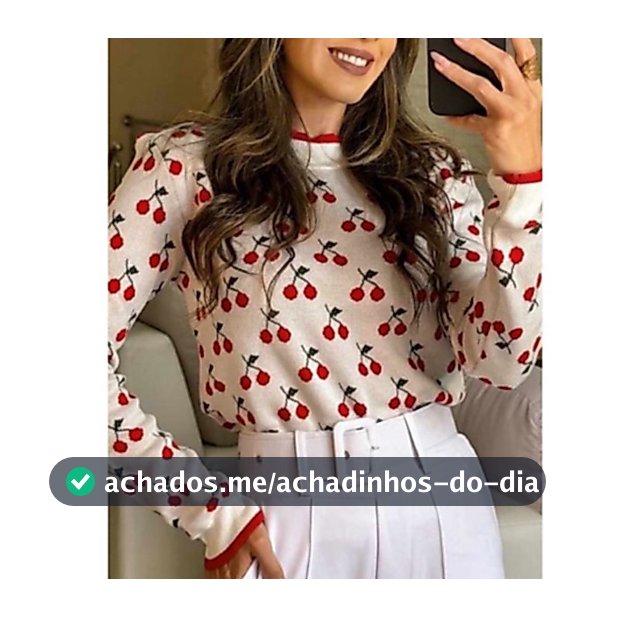 Blusa de frio delicada com estampa em cerejinhas