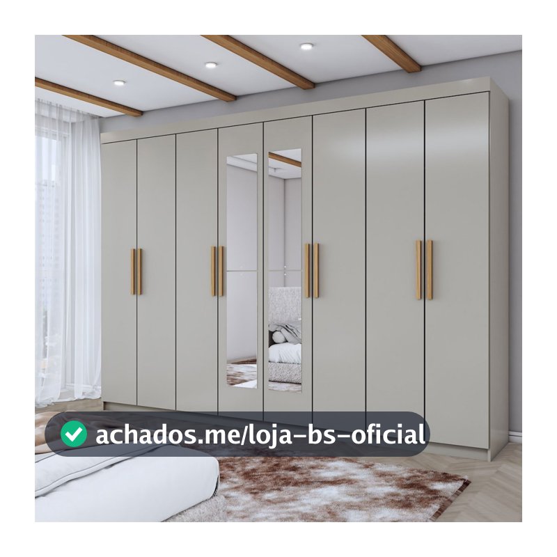 Guarda-Roupa Casal Aurora Radiante 8 Portas 4 Gavetas com Espelho - Panorama Móveis
