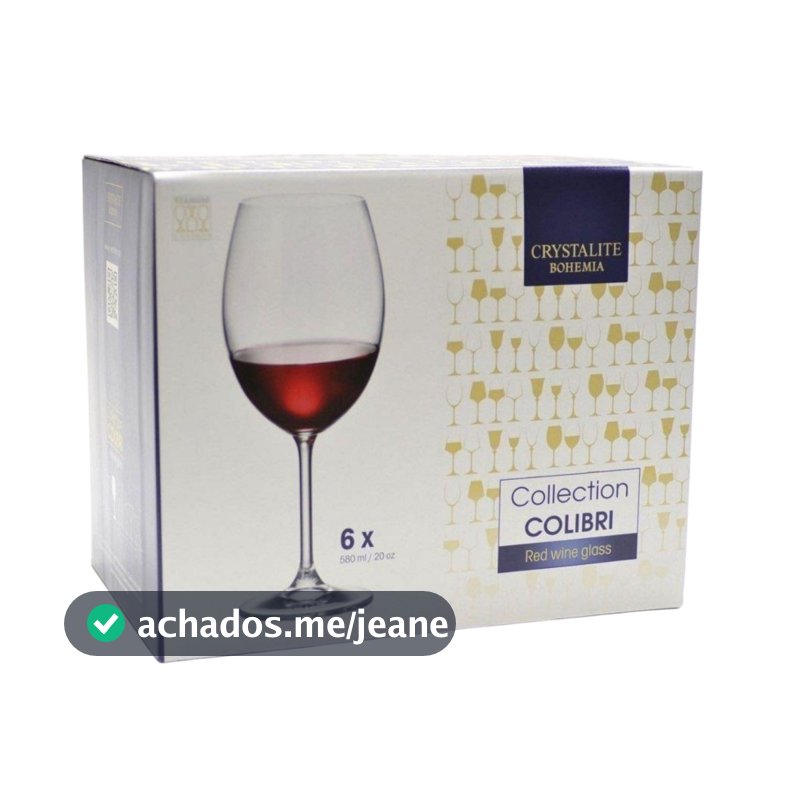 Conjunto De Taças Crystalite Bohemia Vinho Colibri 580ml  - 6 Peças