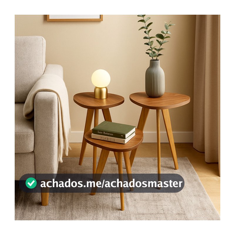 Kit 3 Mesas Lateral Forma Orgânica – Perfeitas para Sala, Quarto ou Escritório- Envio Imediato!