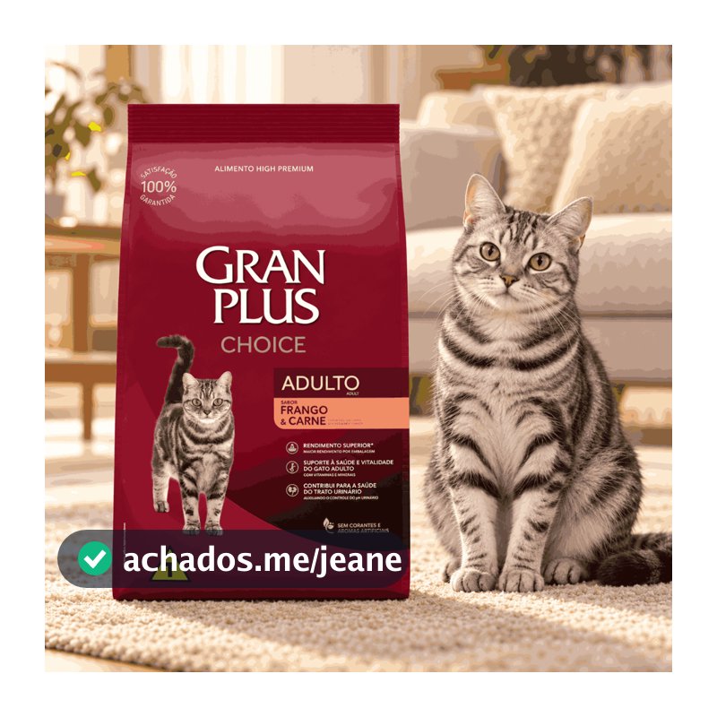 Ração GranPlus Choice Gato Adultos Sabor Frango e Carne 10KG Premium Nutricao Completa