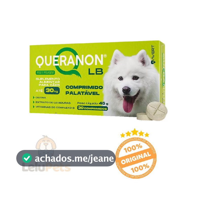 Queranon LB Avert 30 Comp Até 30kg Suplemento Pele e Pelagem