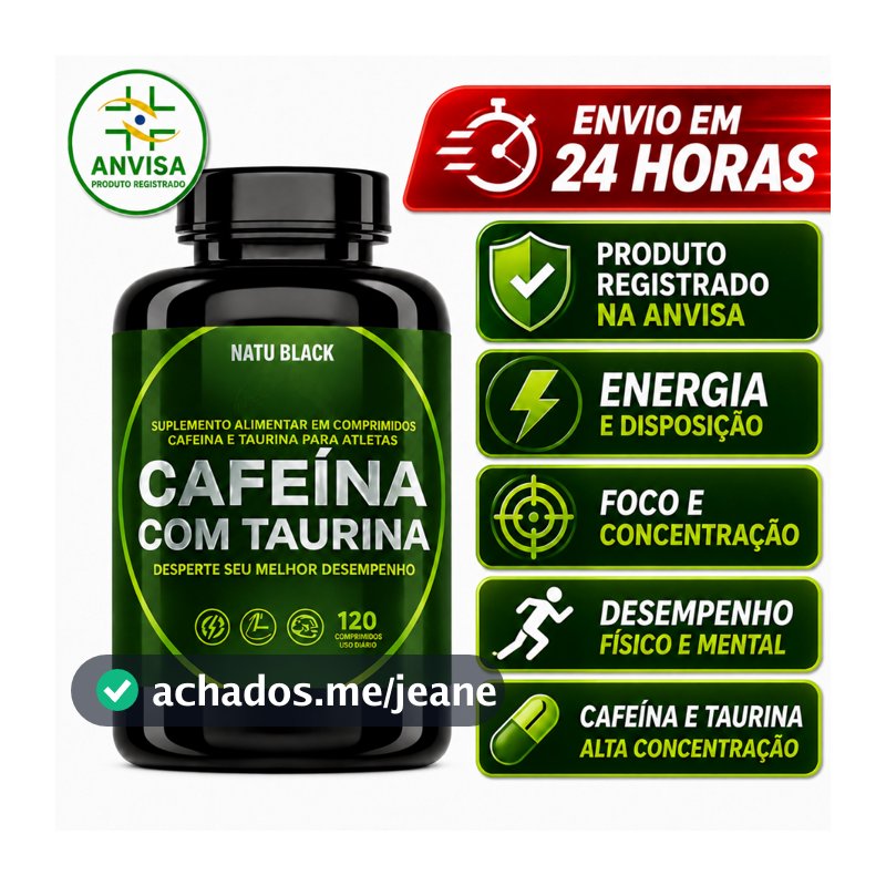 TERMOGÊNICO CAFEÍNA POTENTE Pré Treino com Taurina 120 Comprimidos -  (  POTE PARA 02 MESES )