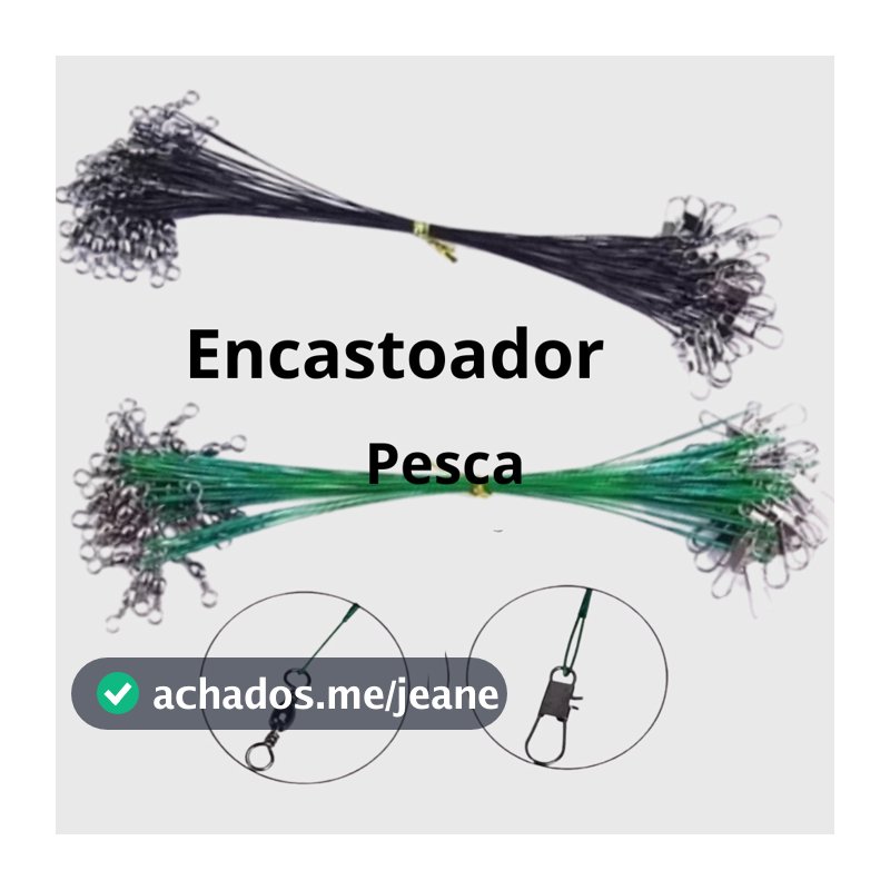 Kit Chicote Pesca Cabo de Aço Encastoado com Snap e Girador