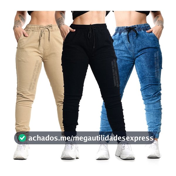 Calça Jeans joguer  Feminina Com Elastano Cintura Alta Efeito Levanta Bumbum acinturada