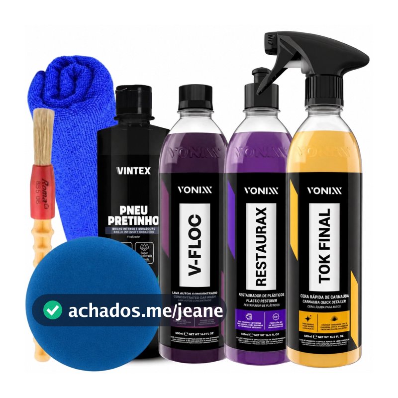 Kit Shampoo V-Floc Cera Tok Final Pneu Pretinho Restaurax Vonixx Vintex 500ML